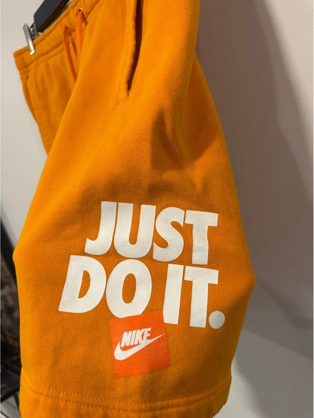 Nike Orange 'Just Do It' Men's Fleece Shorts